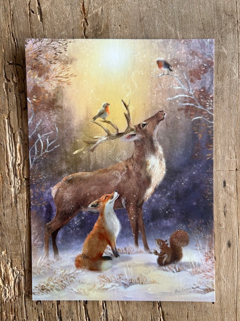 carte postale hiver renne