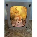 carte bonhomme neige lampe allumée
