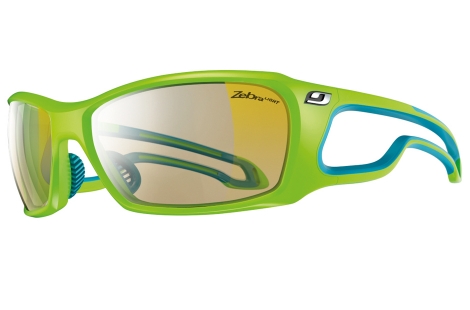 lunettes de trail running VTT julbo Vert Bleu zebra