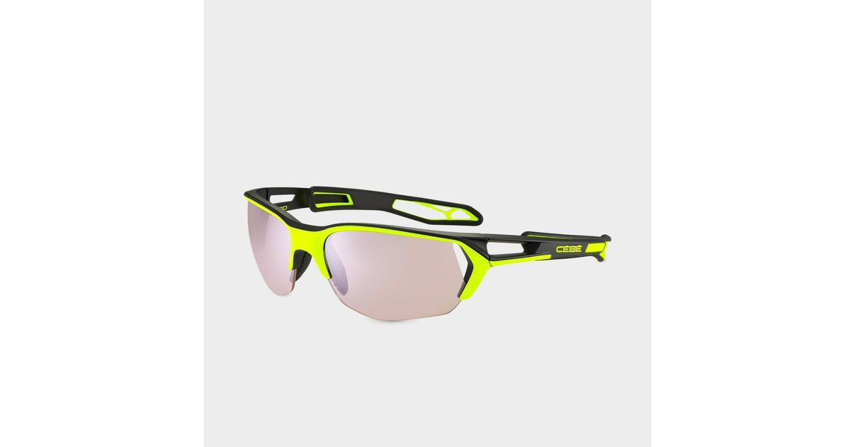 Lunettes De Soleil Cébé Homme - Monture Rectangulaire Noire Et Fuchsia, Verres Noirs - Occasion