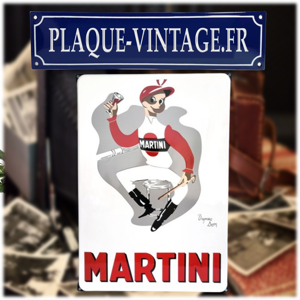 plaque émaillée jockey Martini d'après Don