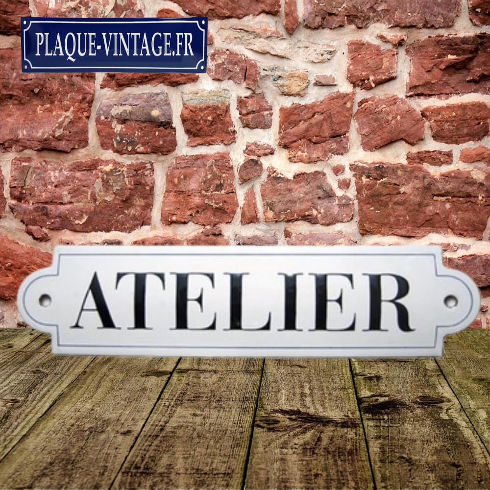 plaque porte atelier émaillée