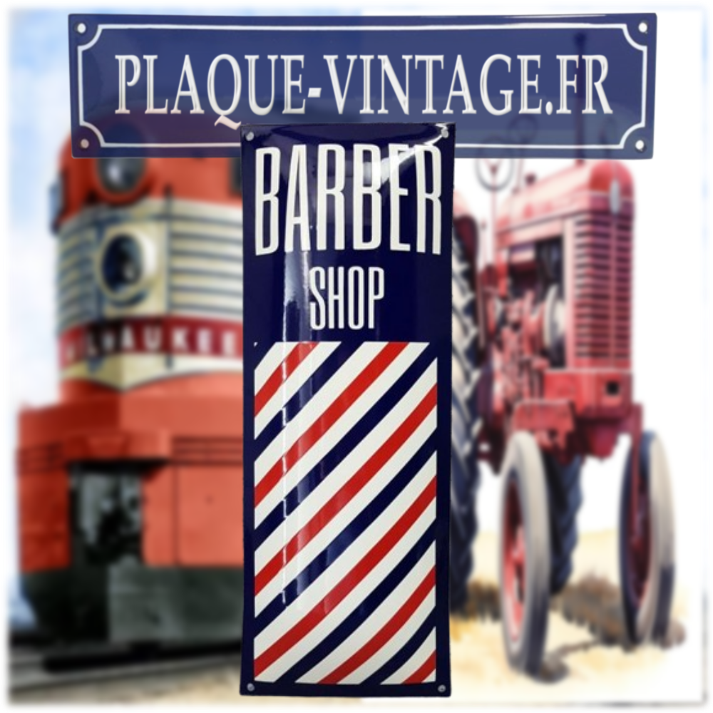 plaque émaillée enseigne barber shop