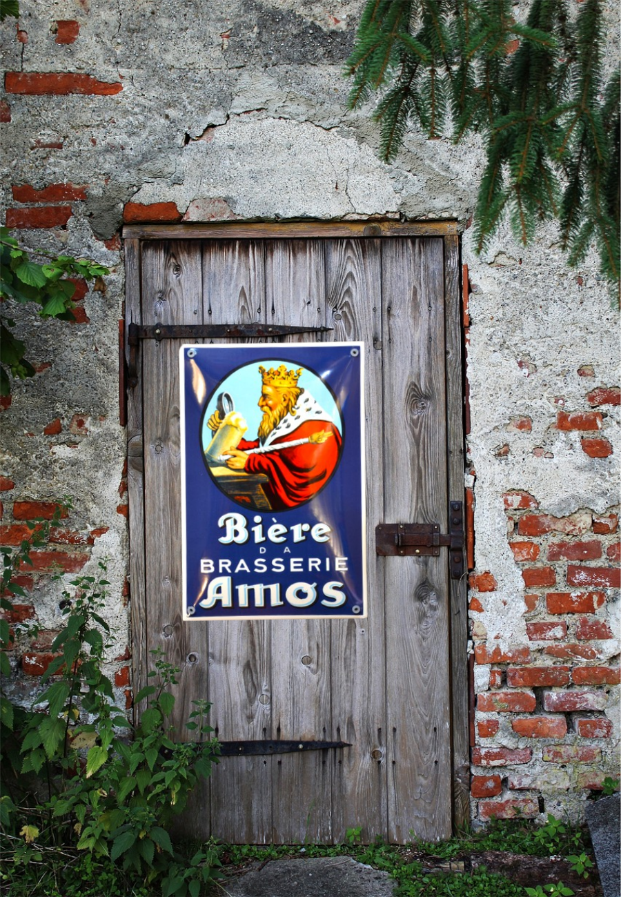 plaque émaillée brasserie Amos