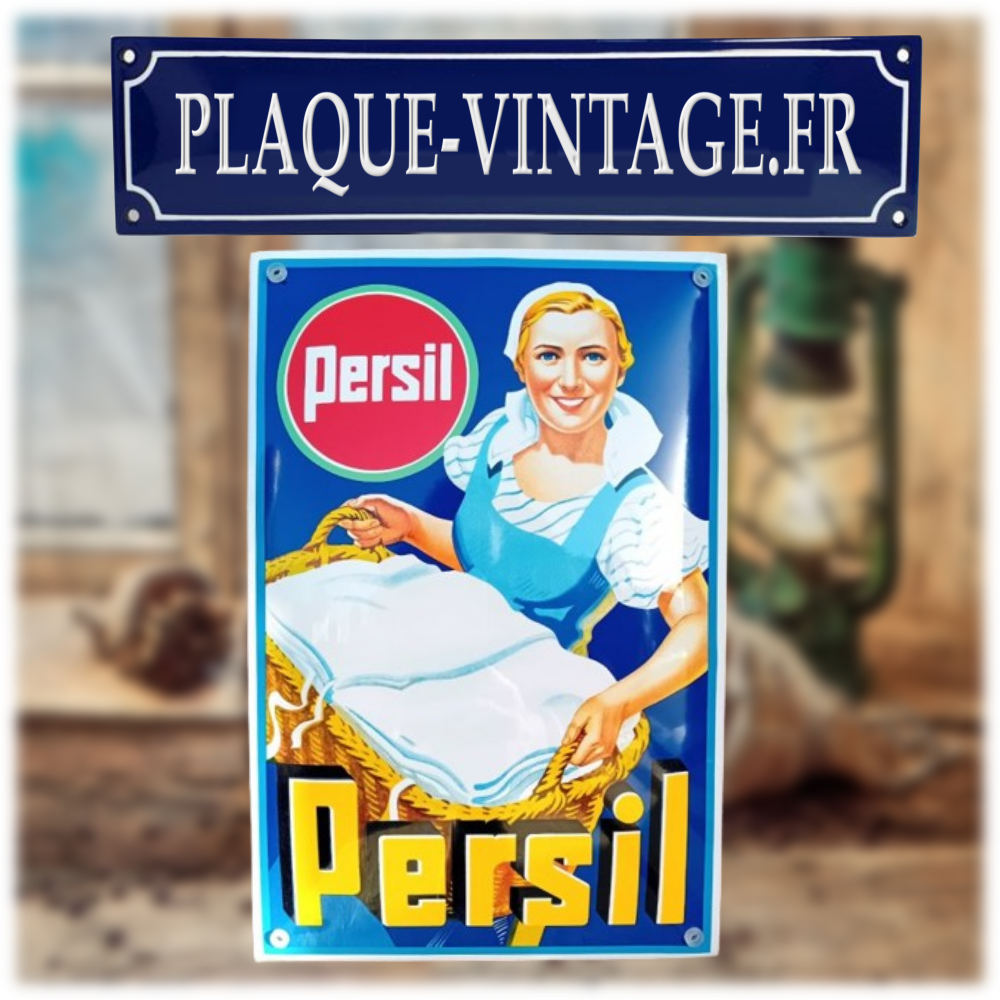 plaque émaillée lessive persil rétro