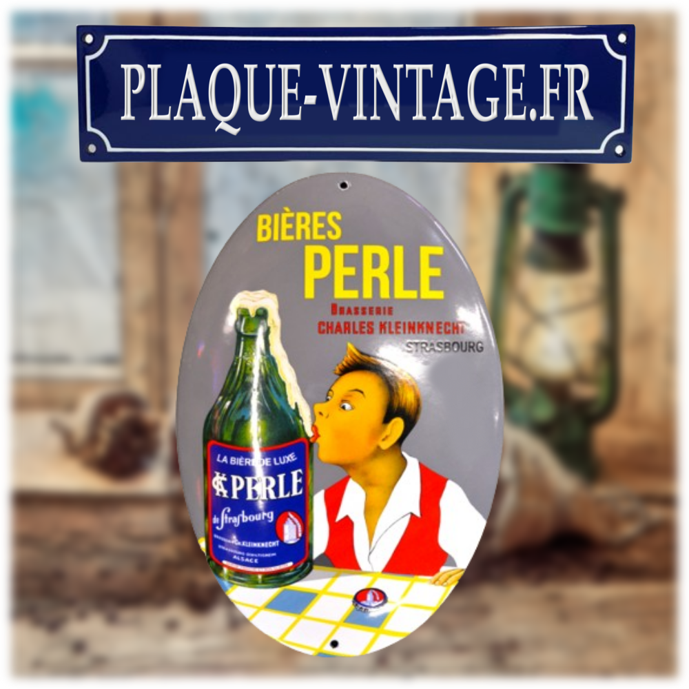 plaque émaillée bières Perle