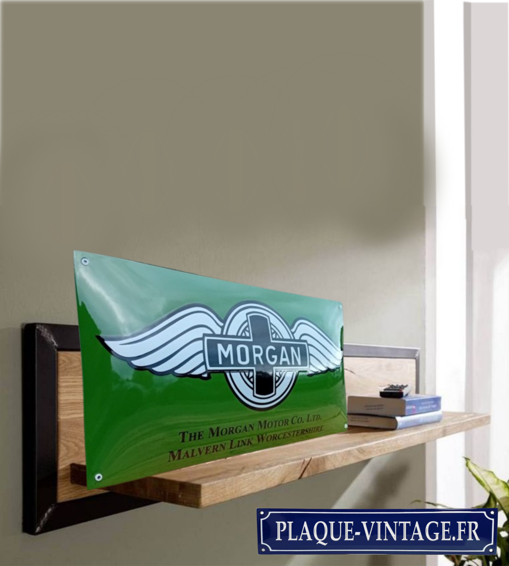plaque émaillée Morgan automobiles verte