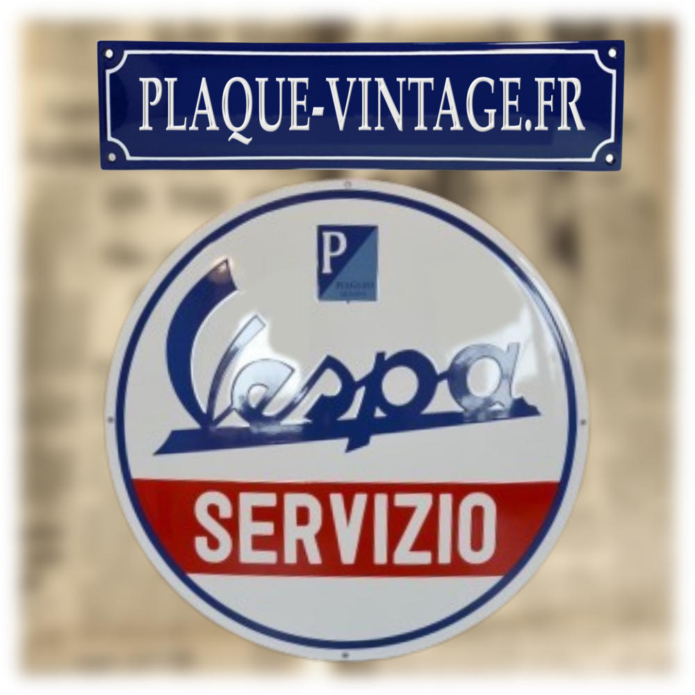plaque émaillée vespa logo