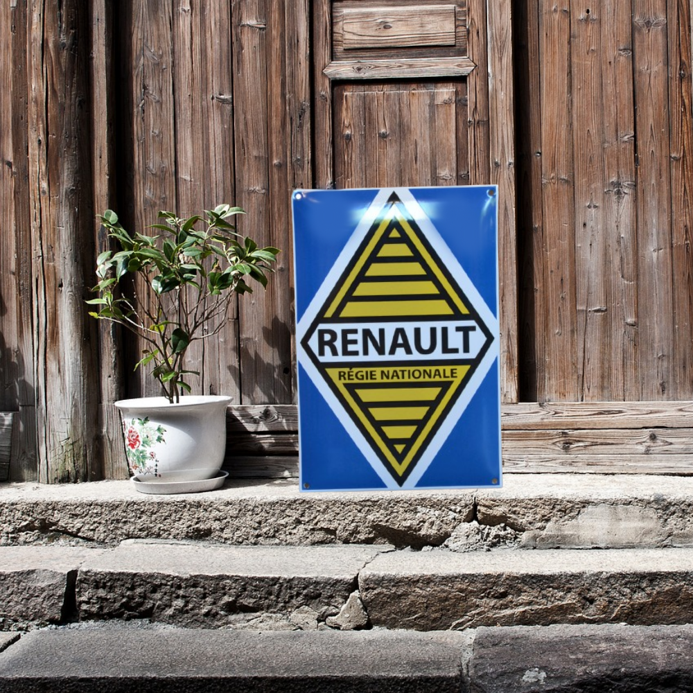 plaque émaillée logo renault