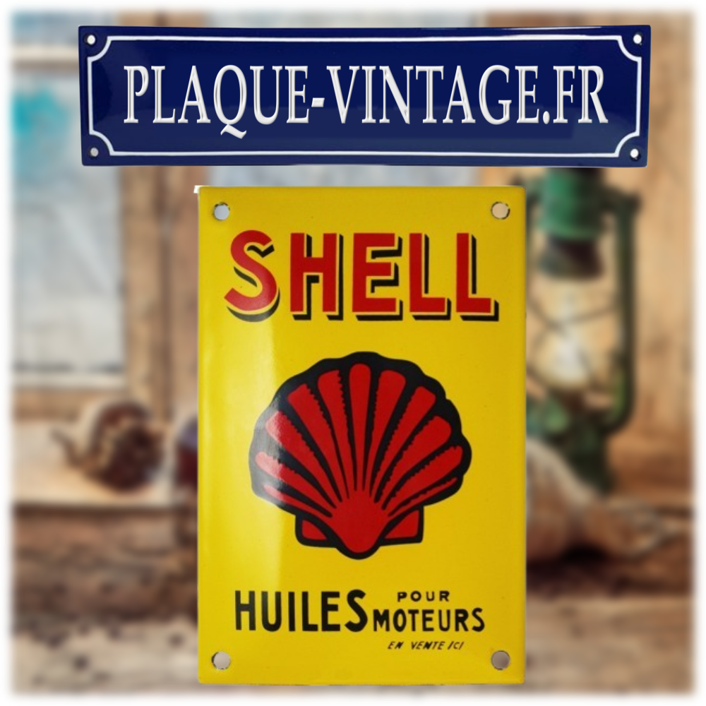 plaque émaillée shell huile pour moteur