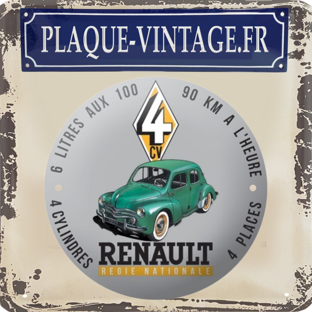 plaque émaillée Renault 4cv