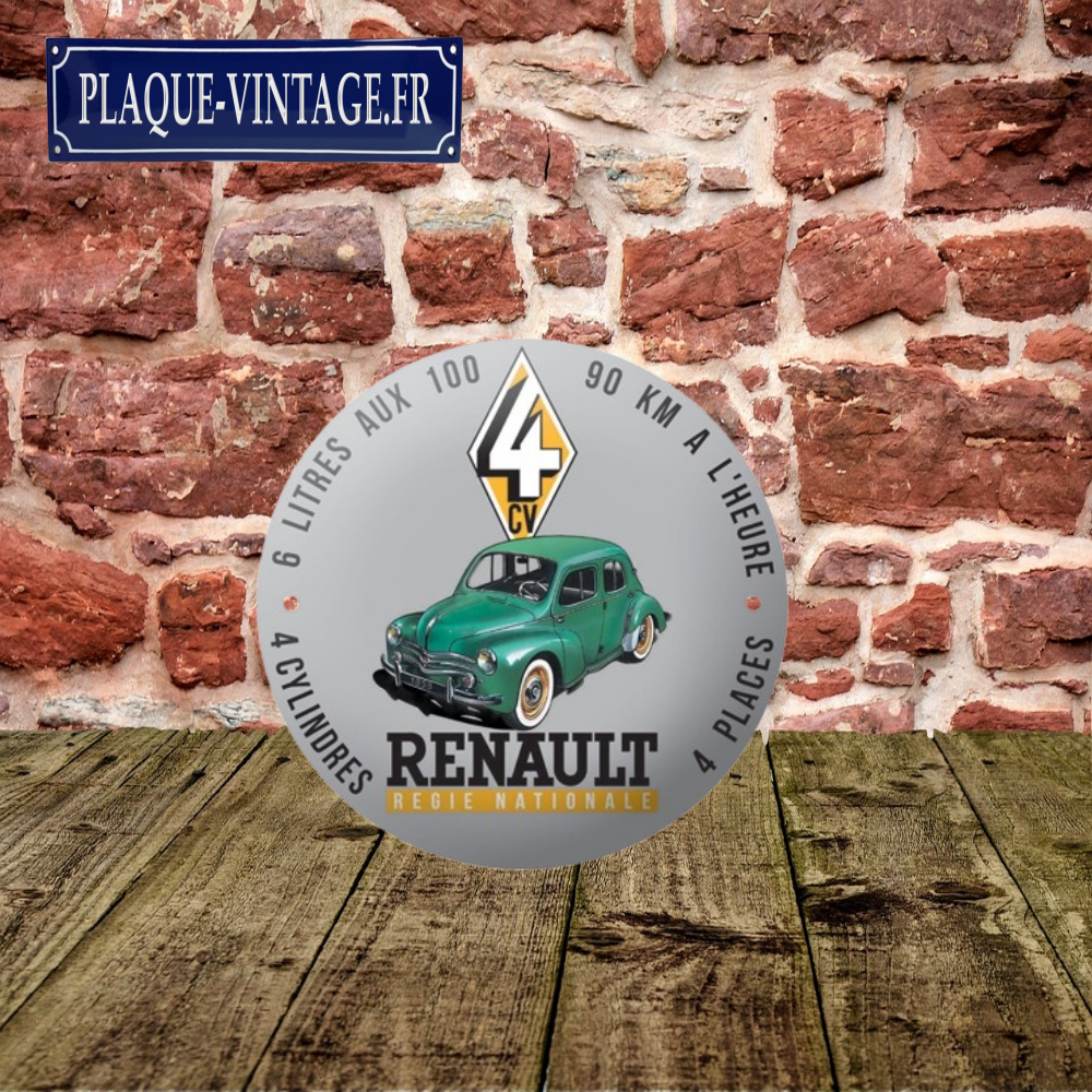 plaque émaillée ronde Renault 4cv