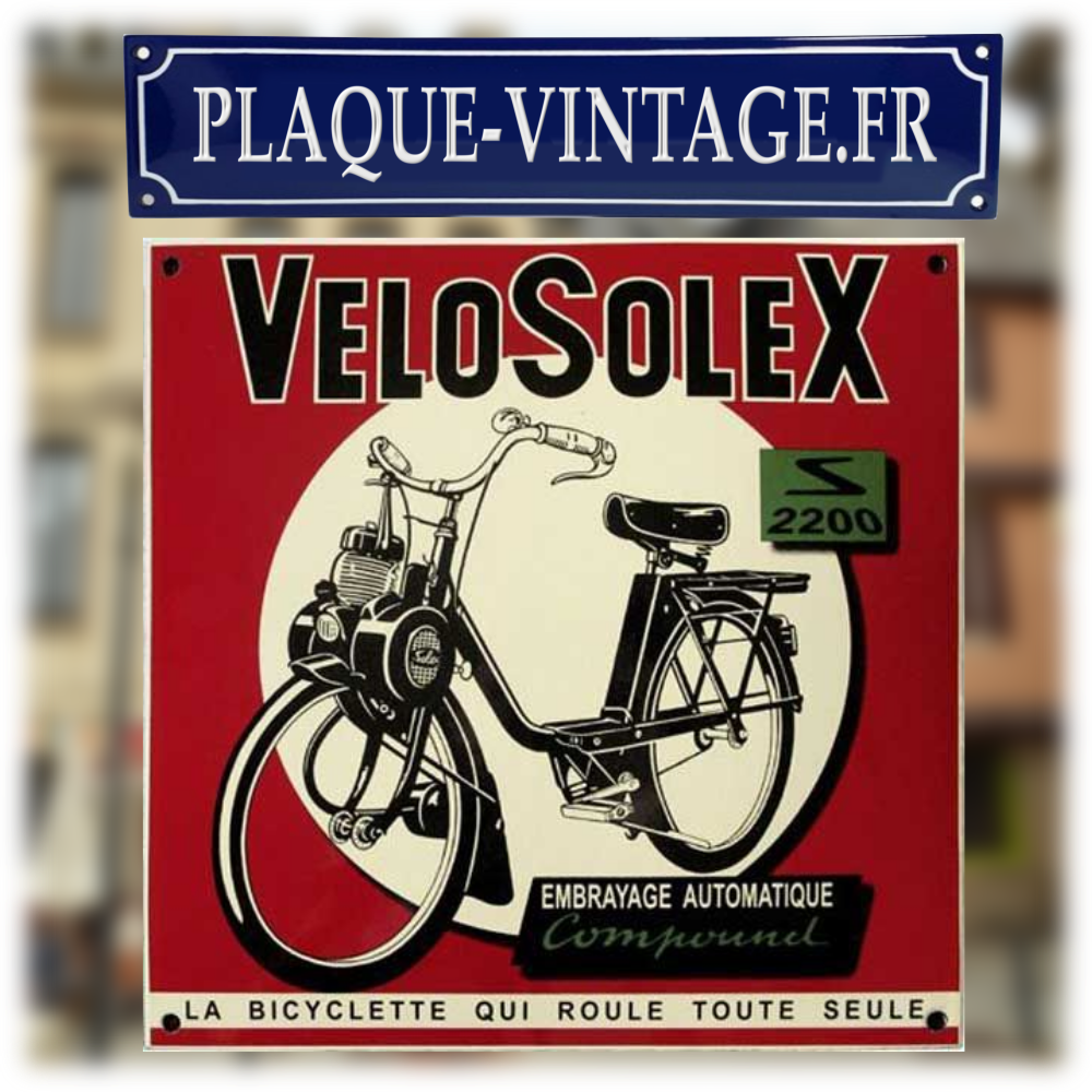plaque émaillée velo Solex carrée