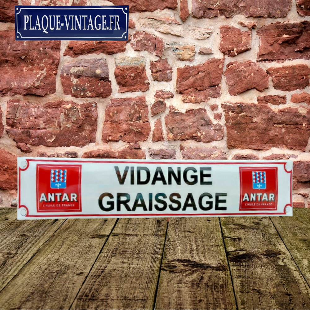 plaque émaillée Antar vidange