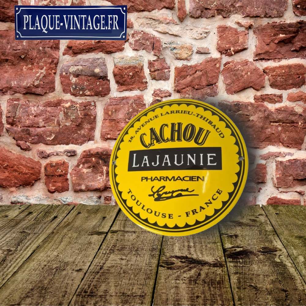 plaque émaillée cachou Lajaunie ronde