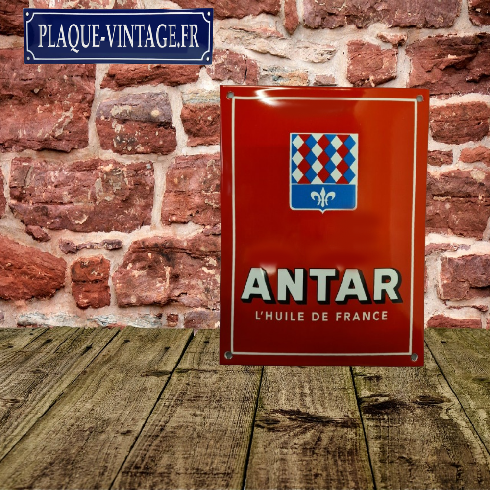 plaque émaillée huile Antar