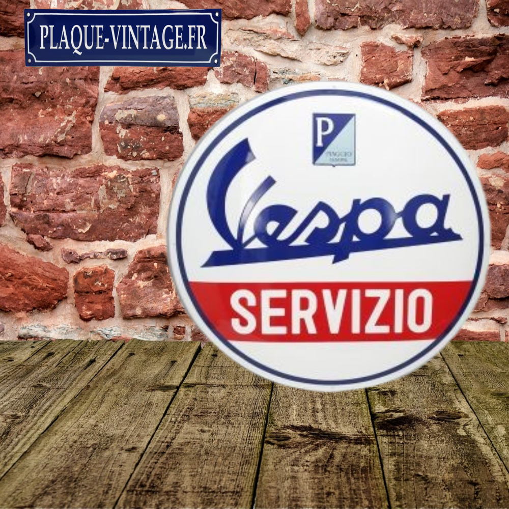 plaque émaillée vespa 90cm