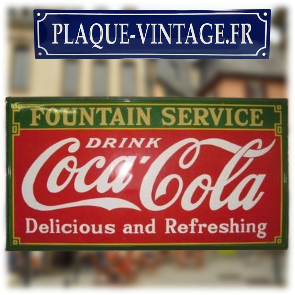 plaque émaillée Coca-cola fountain service xxl