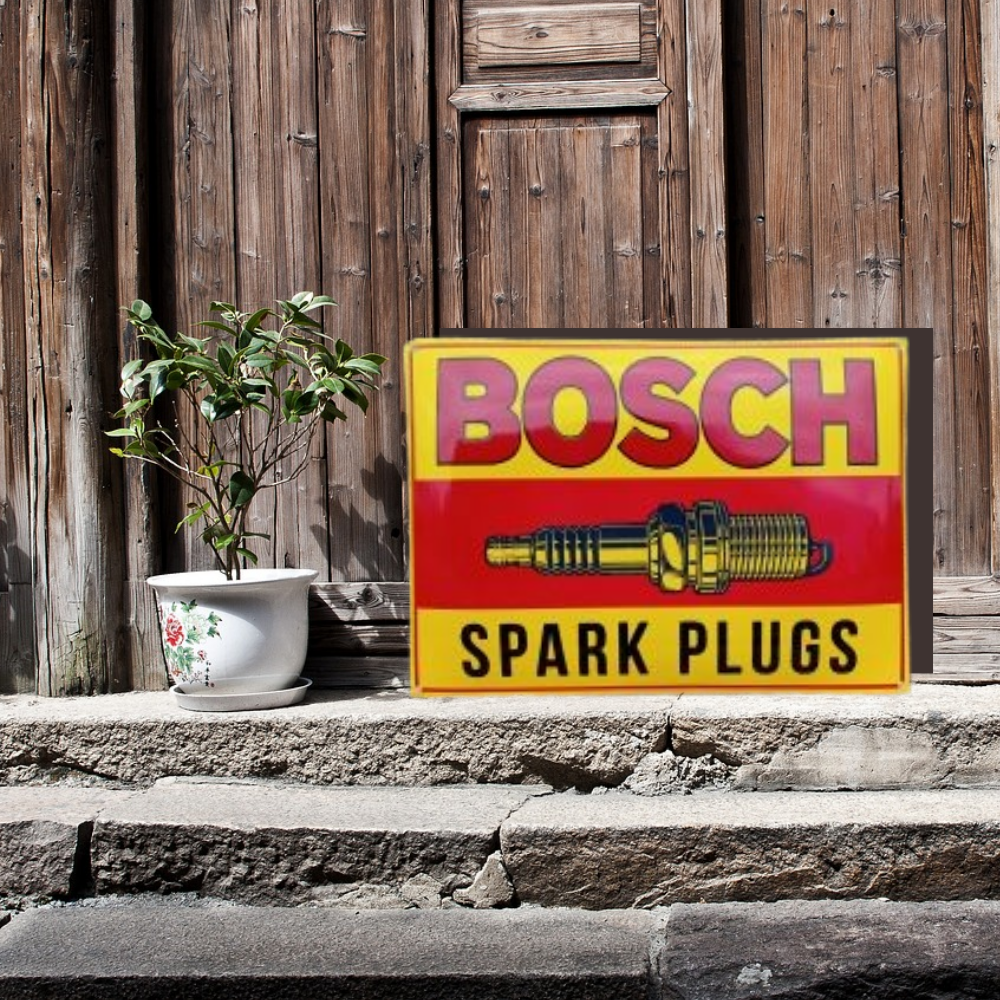 plaque émaillée bosch bougies logo