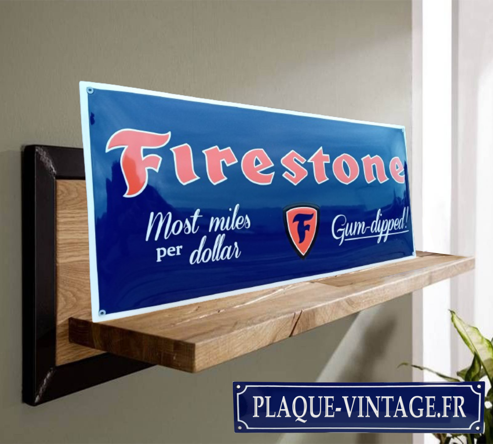 plaque émaillée logo firestone pneus