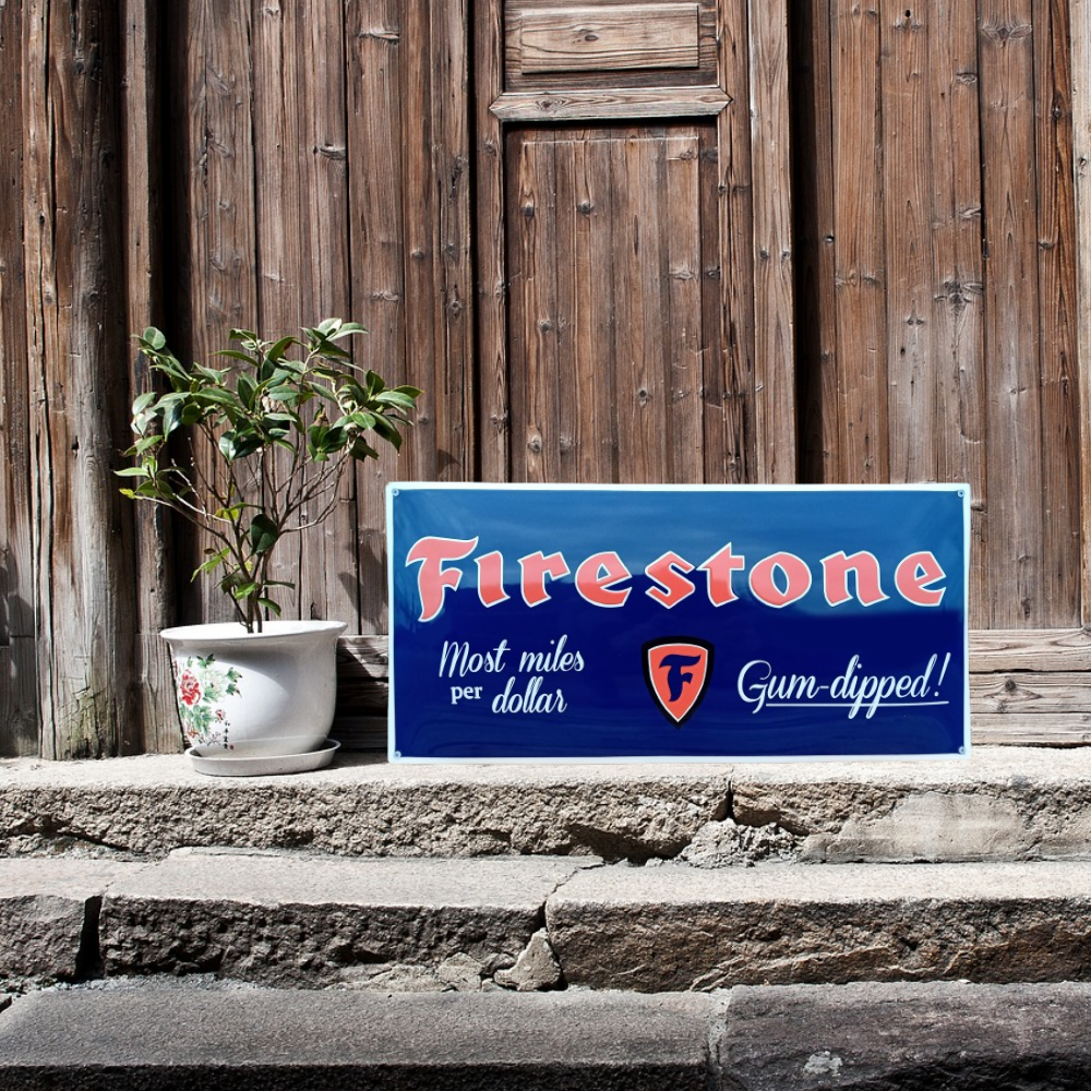 plaque émaillée Firestone pneus