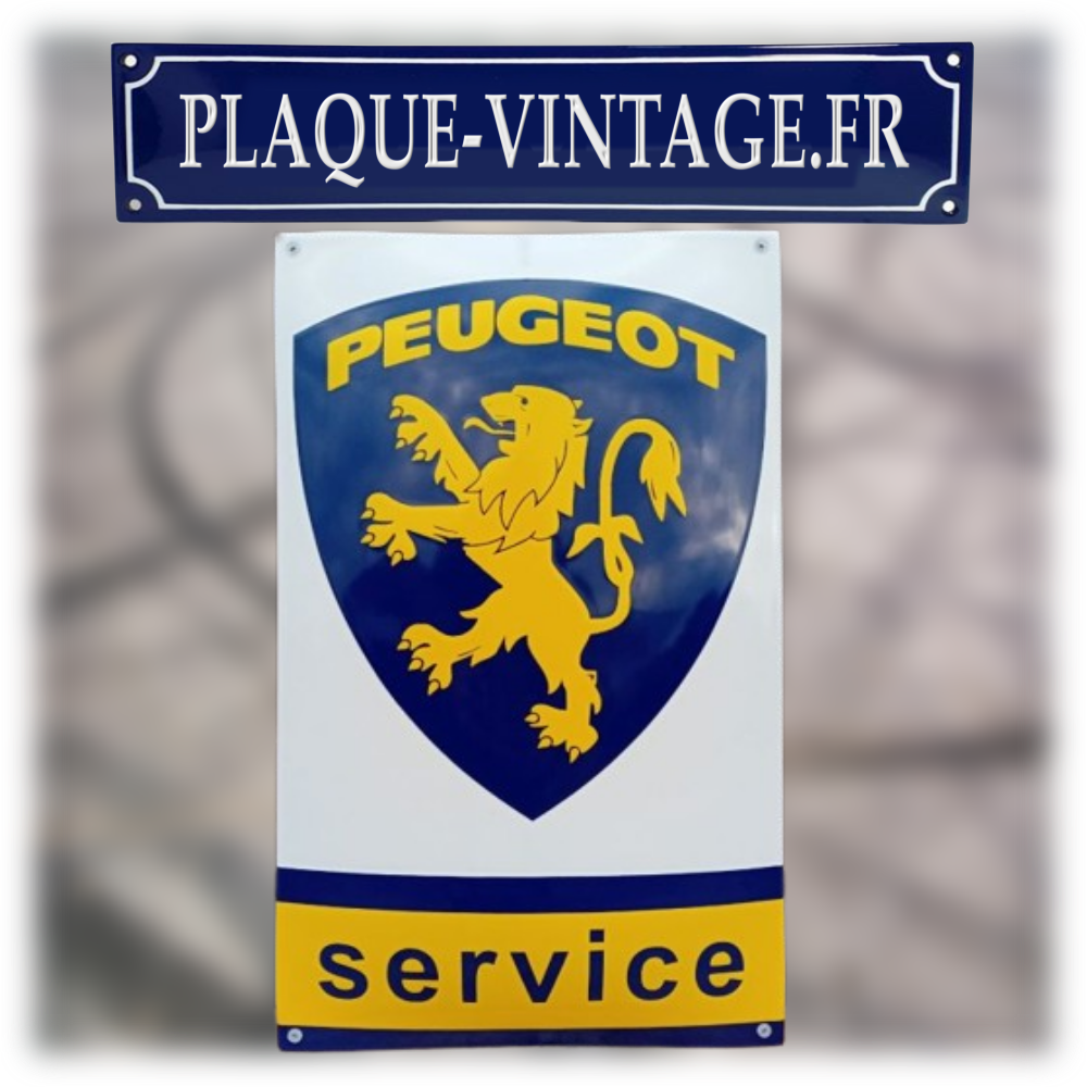 plaque émaillée logo peugeot service