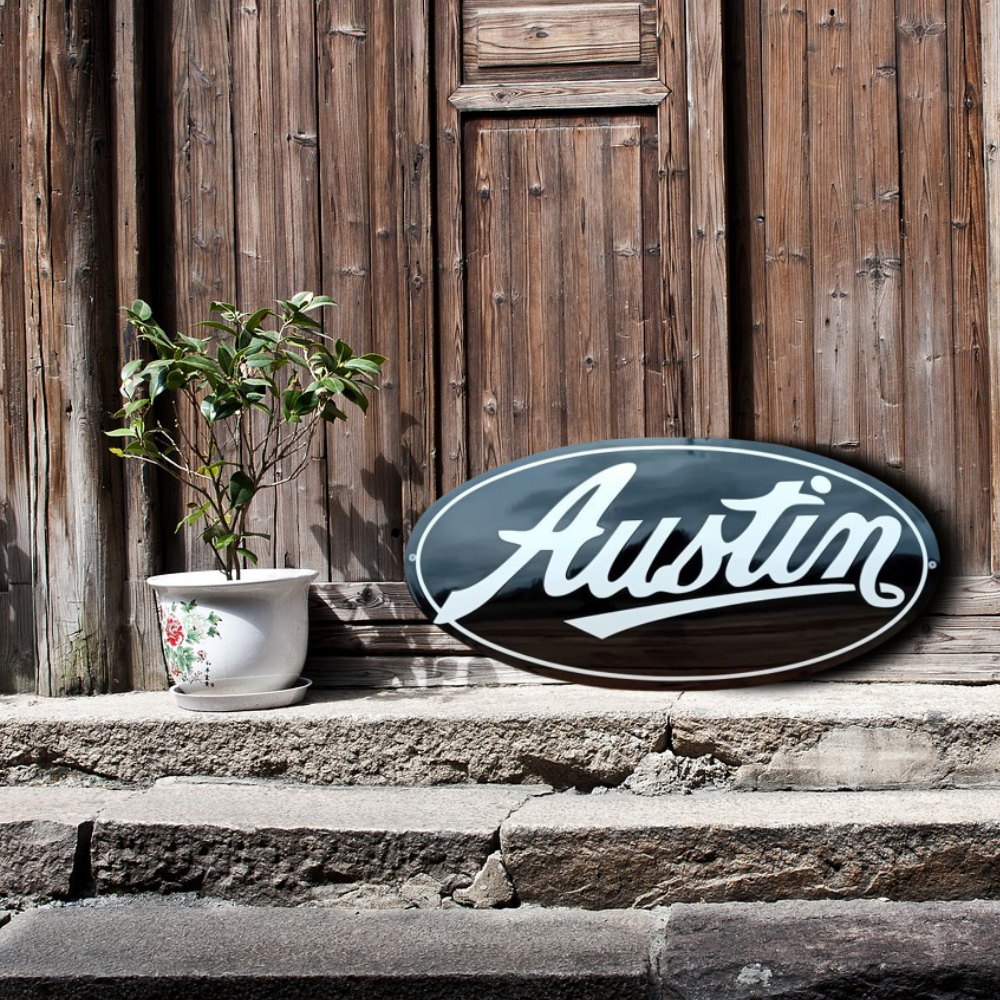 plaque émaillée automobiles Austin