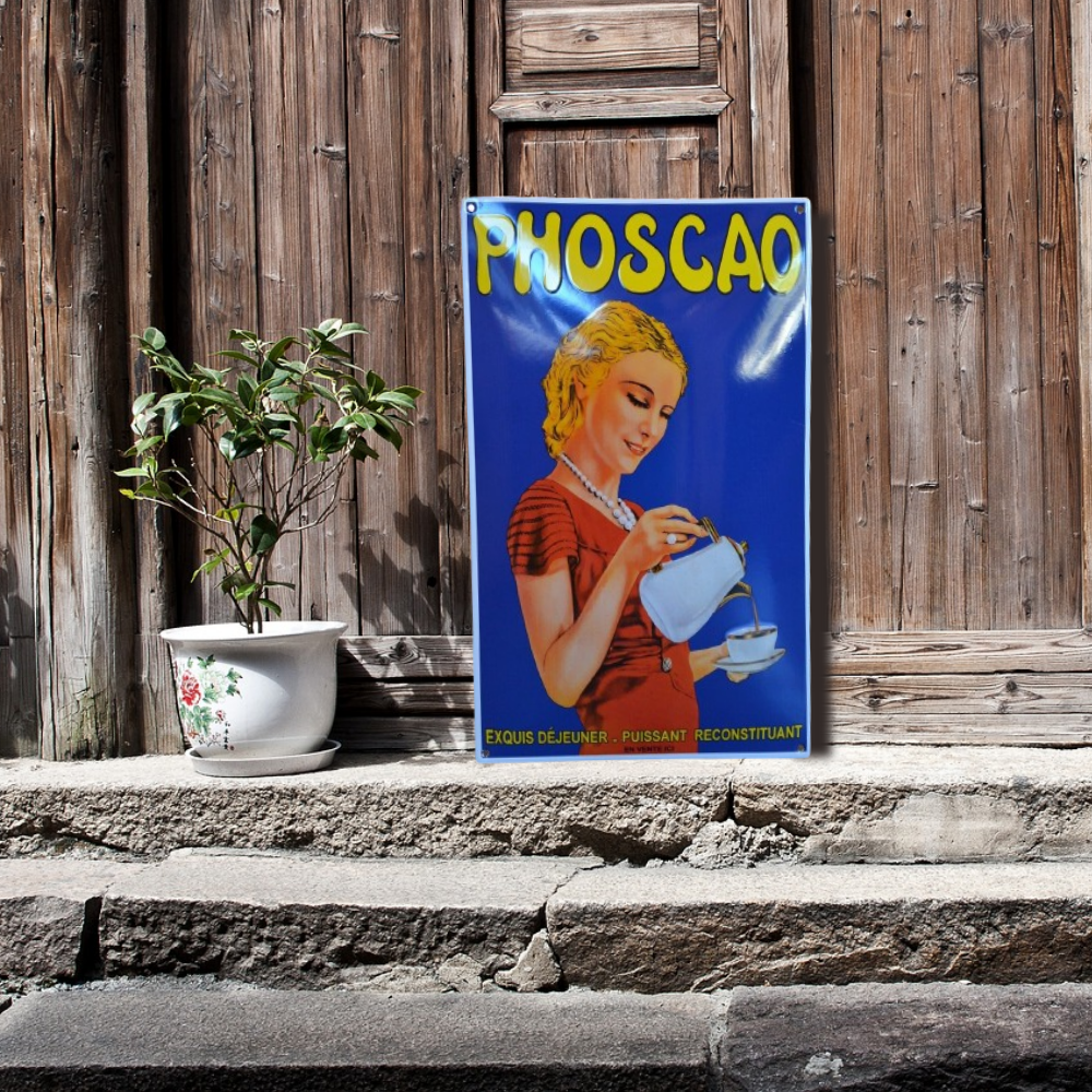 plaque émaillée vintage phoscao