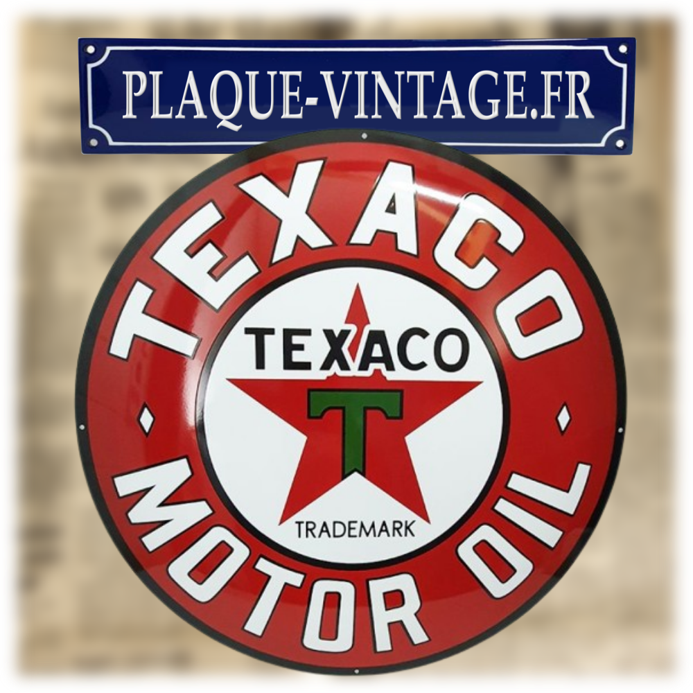 plaque émaillée texaco motor oil ronde xl