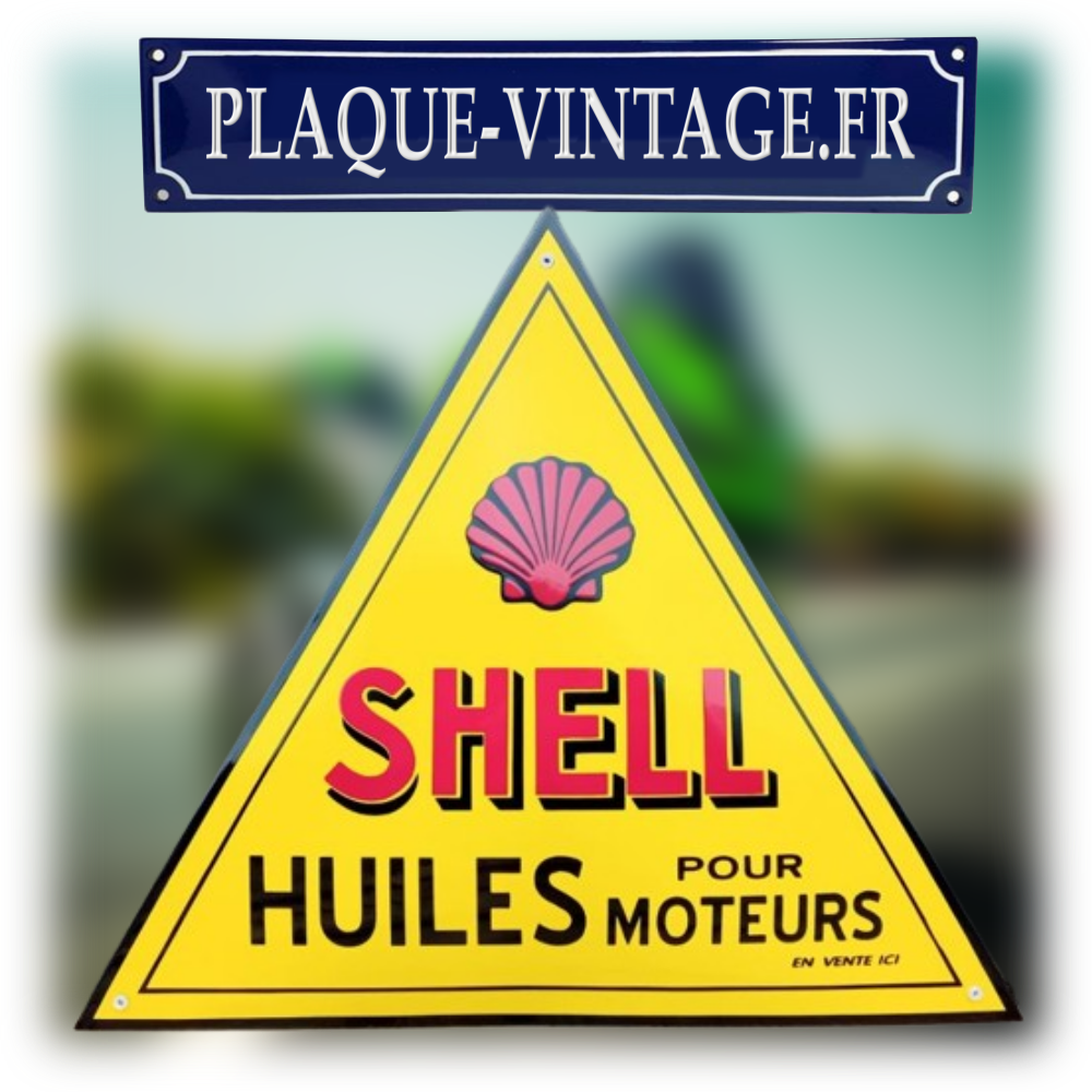 plaque émaillée logo huiles shell