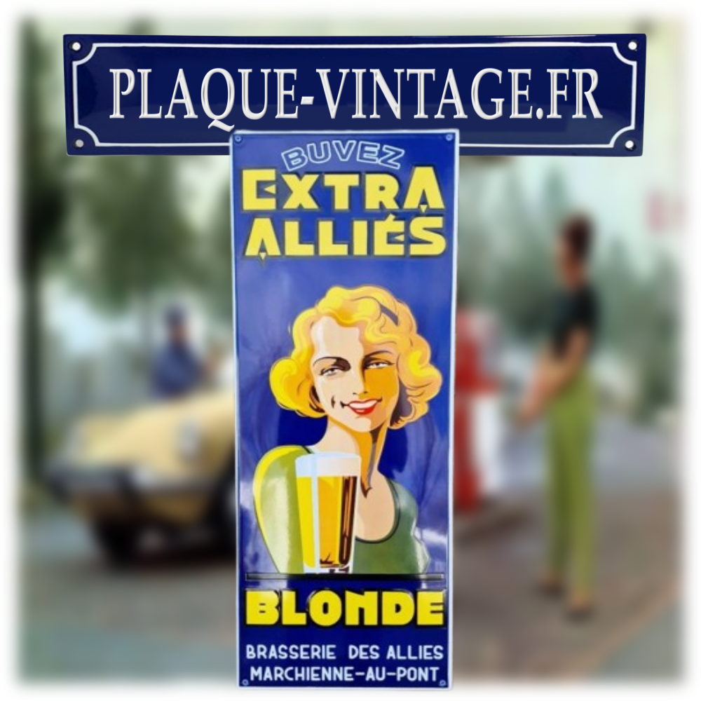 plaque émaillée publicitaire bière Extra allies