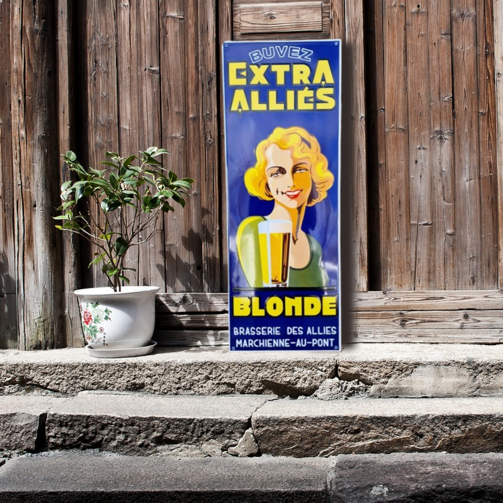 plaque émaillée bière extra alliés