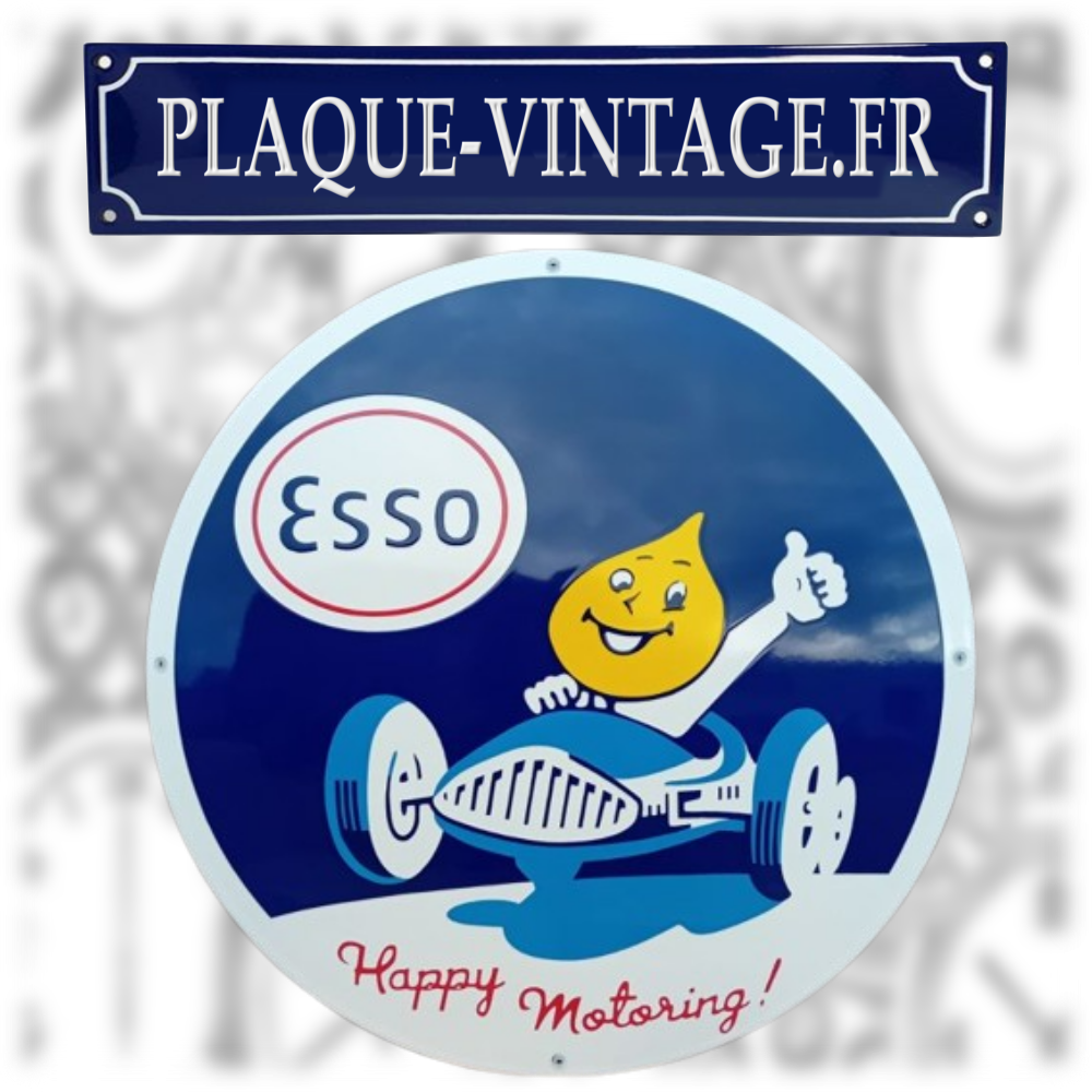 plaque émaillée esso happy motoring 50cm