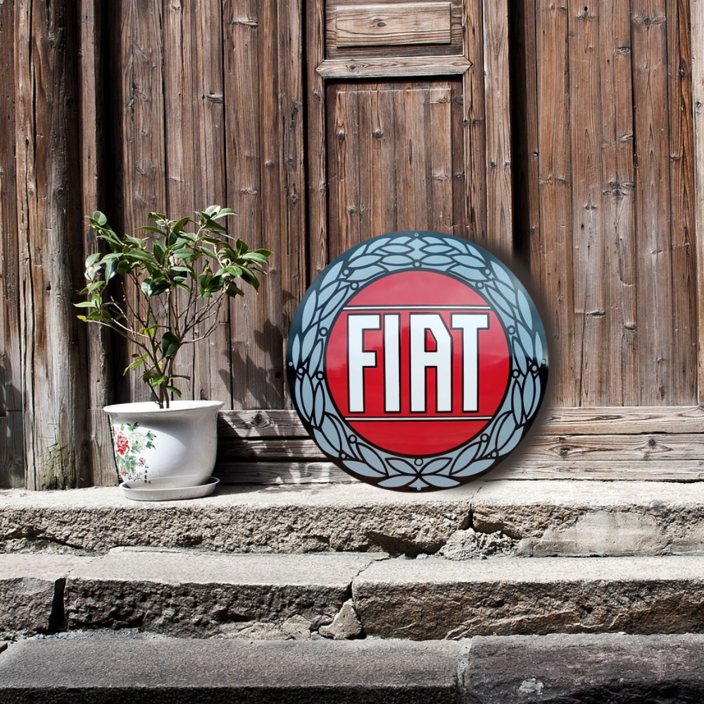 plaque émaillée ronde logo fiat