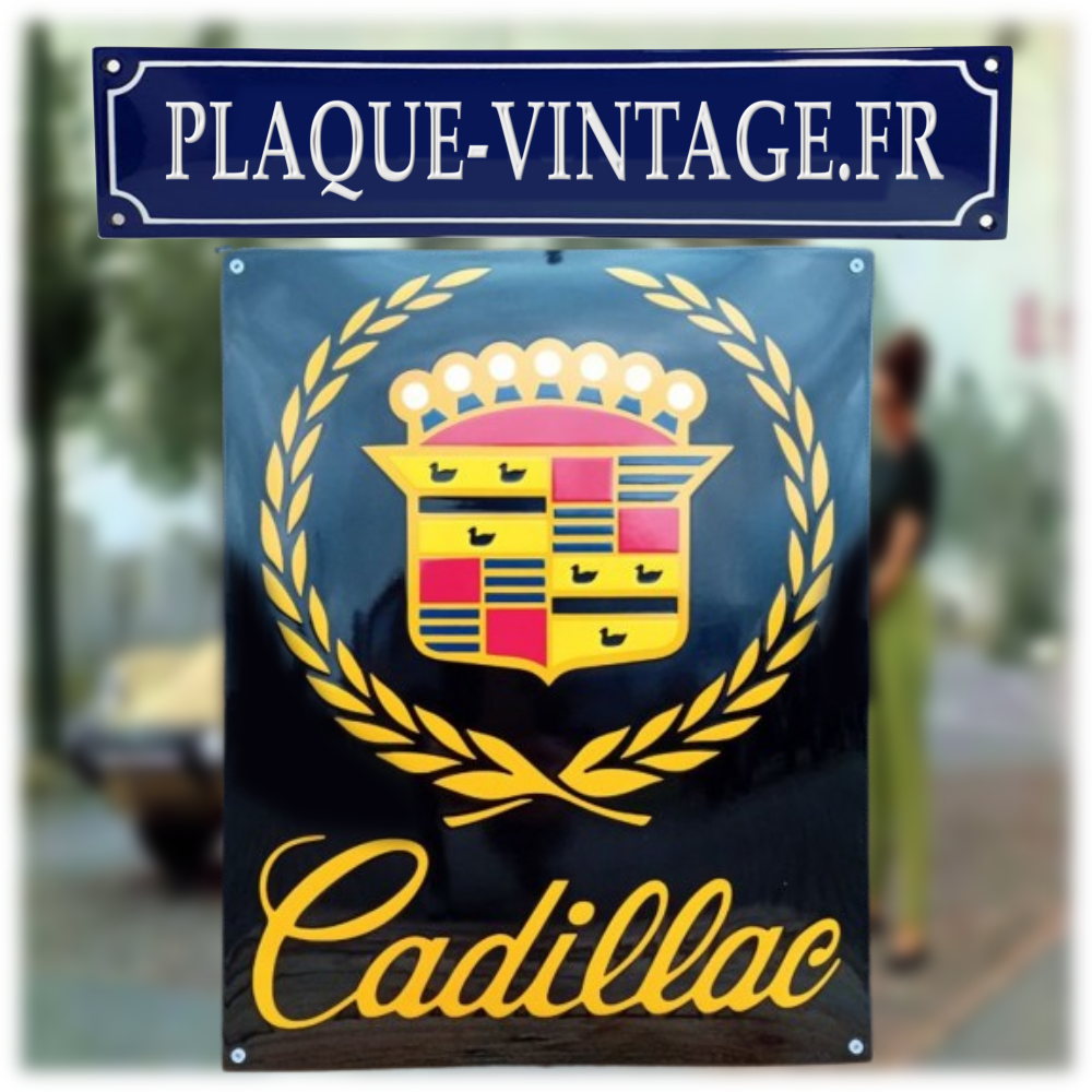 plaque émaillée logo Cadillac