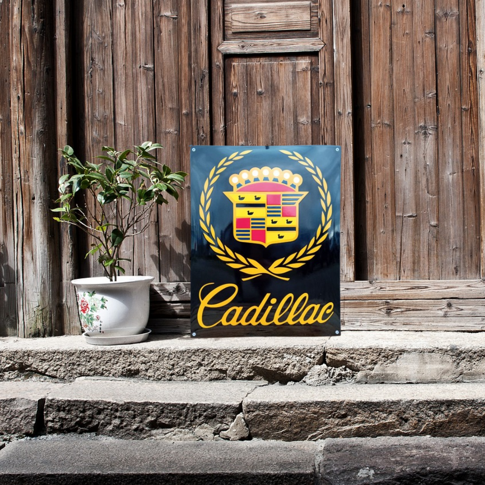 plaque émaillée logo Cadillac automobiles