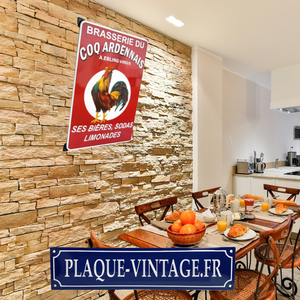 plaque émaillée brasserie du coq ardennais