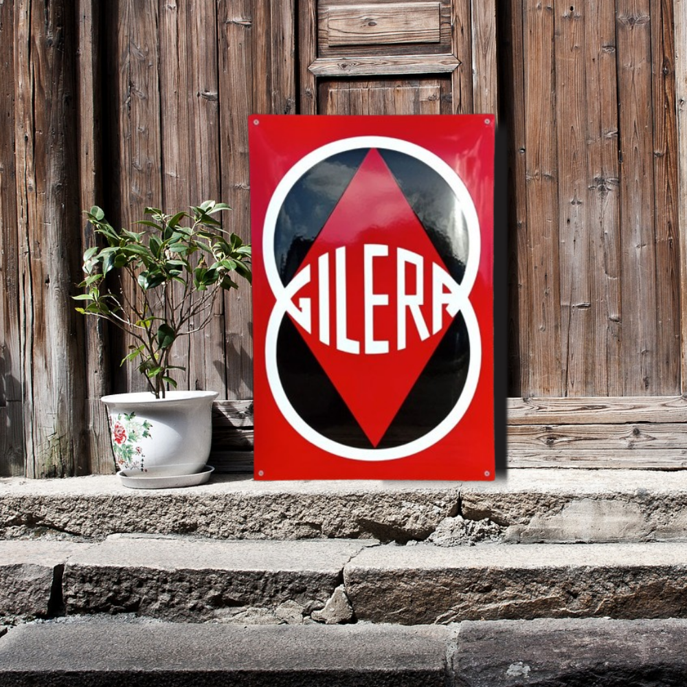 plaque émaillée gilera motos logo