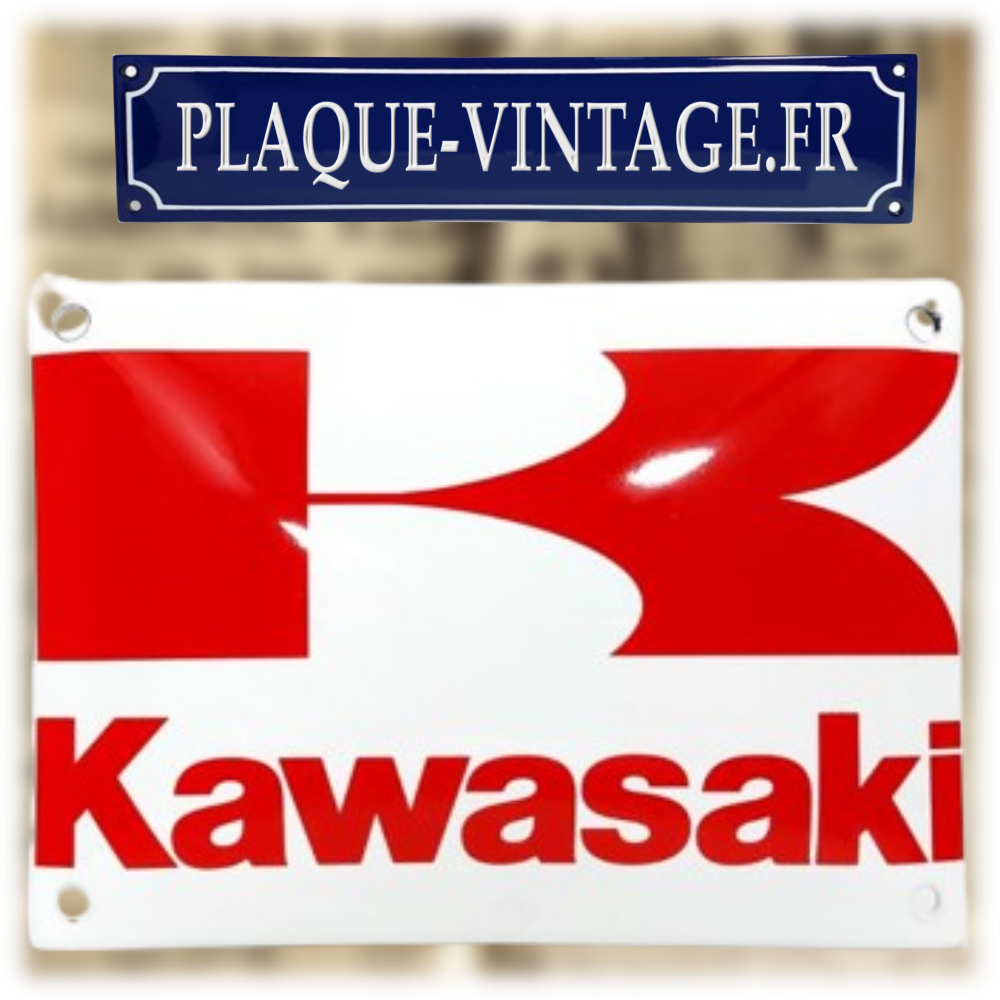 plaque émaillé logo kawasaki
