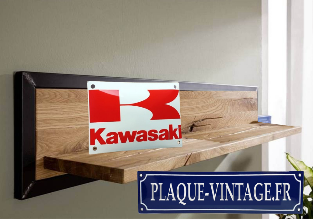 plaque émaillée kawasaki logo