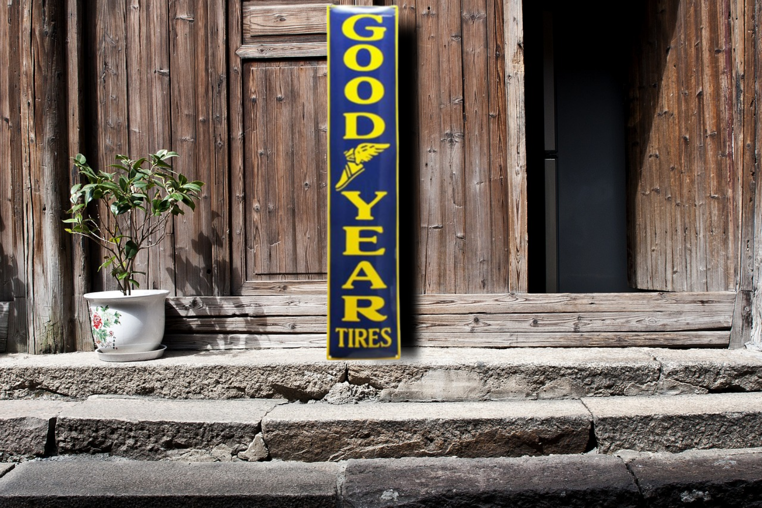 plaque émaillée publicitaire goodyear tires