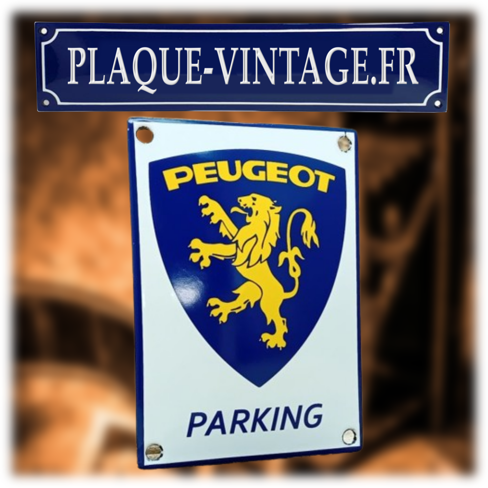plaque émaillée peugeot parking only