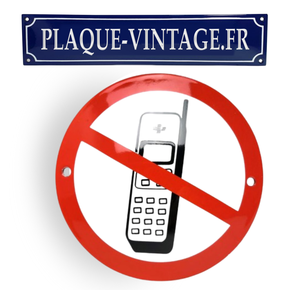 panneau émaillé interdit au téléphone