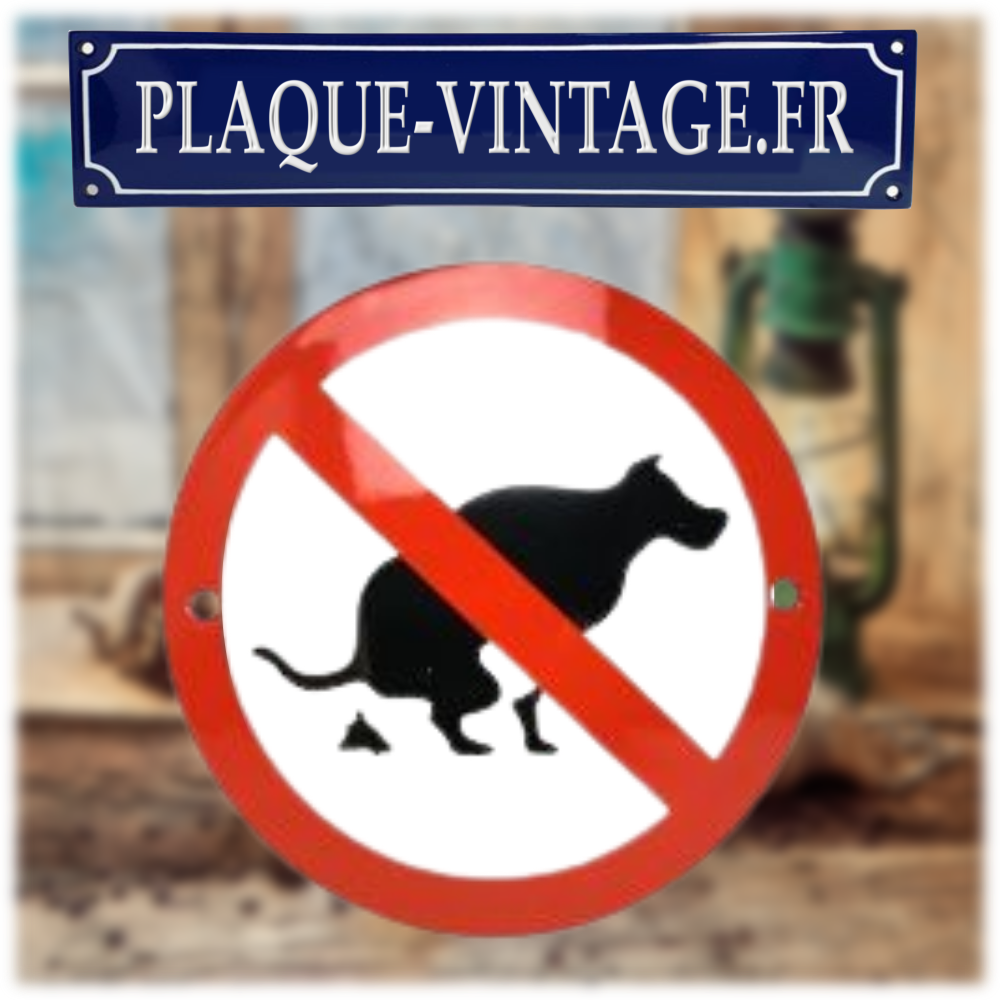 plaque émaillée interdit au caca de chien