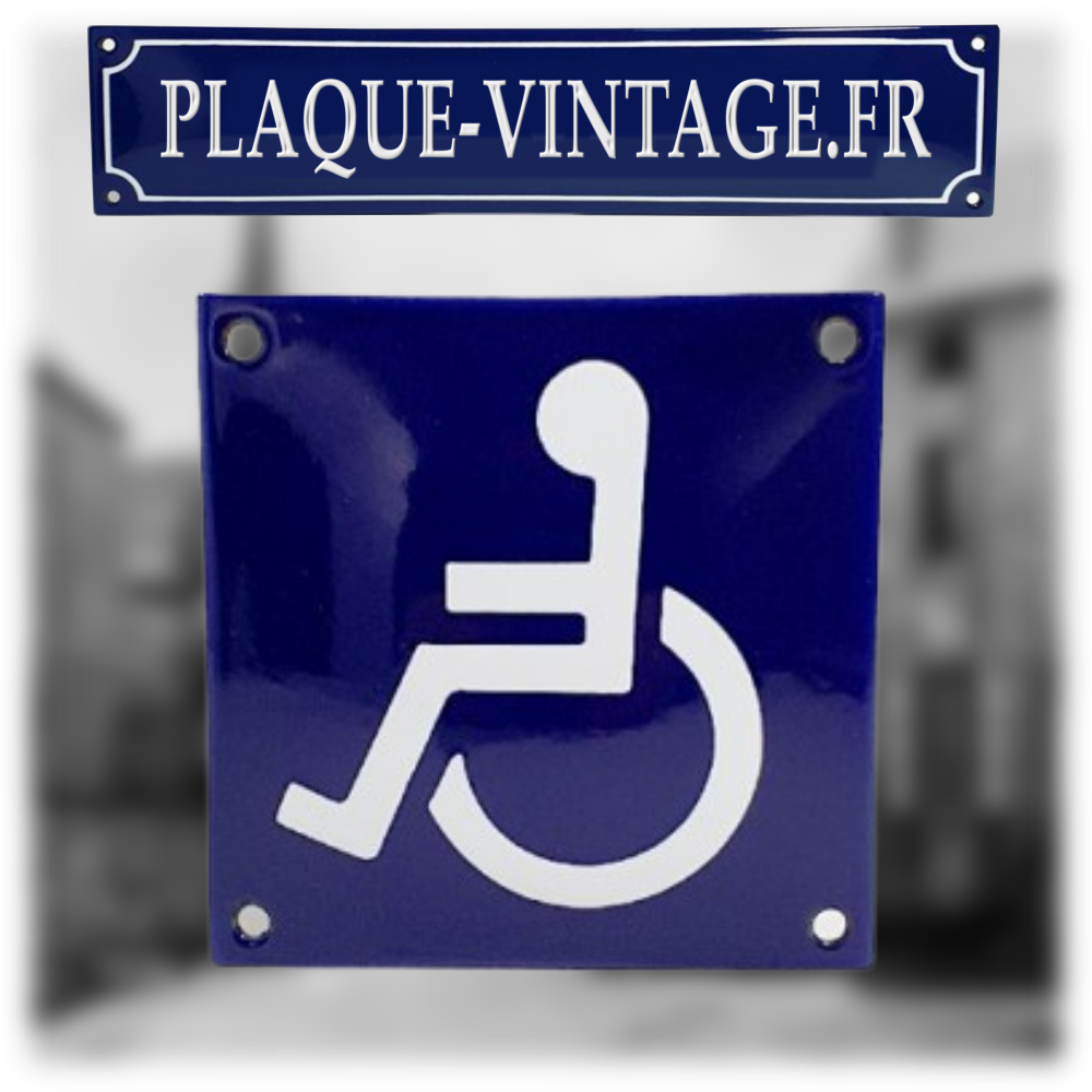 plaque émaillée réservé handicapés