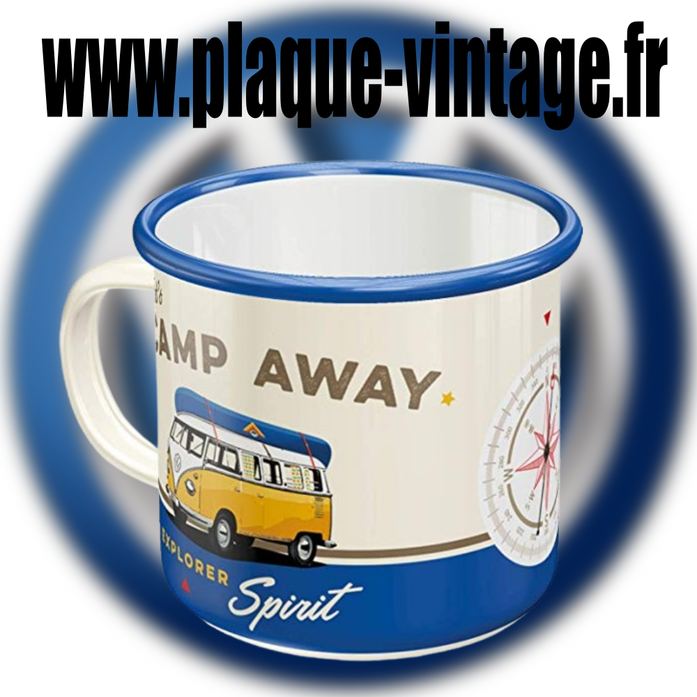 mug émaillé vw combi camp away