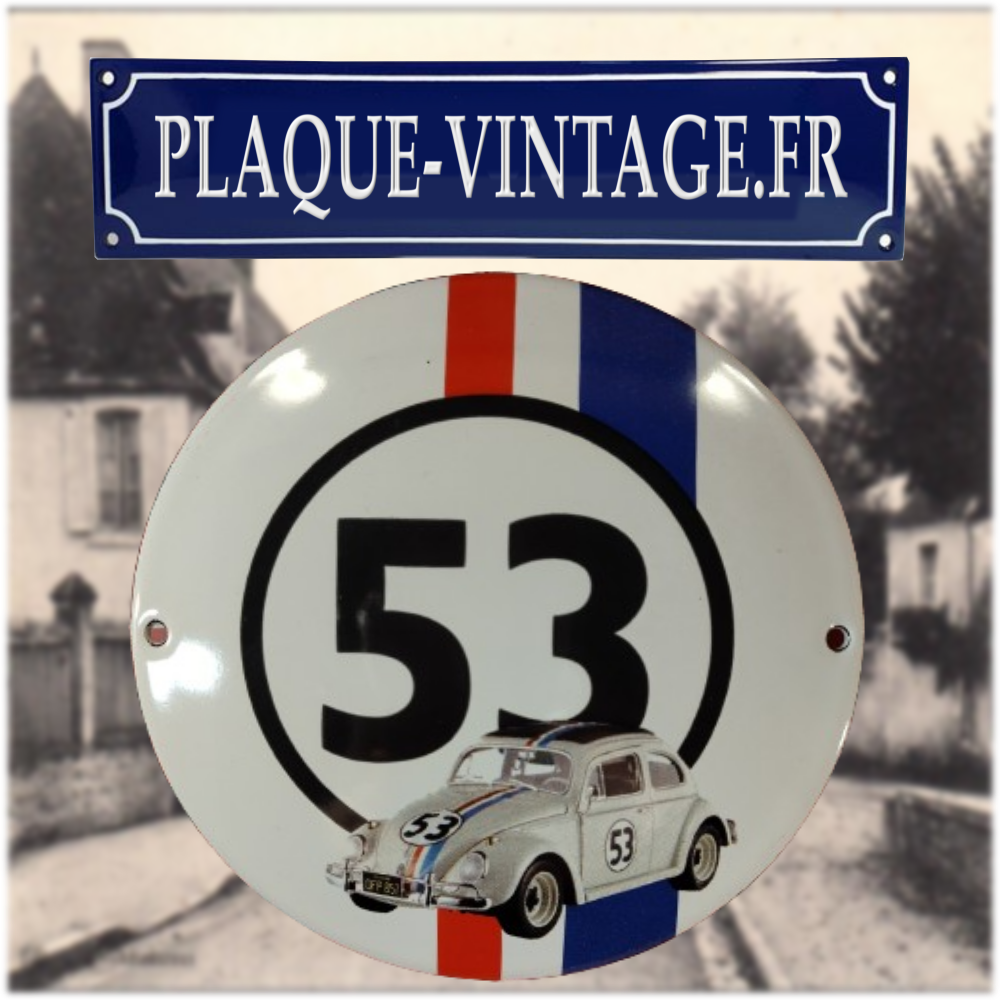 plaque émaillée volkswagen coccinelle ronde