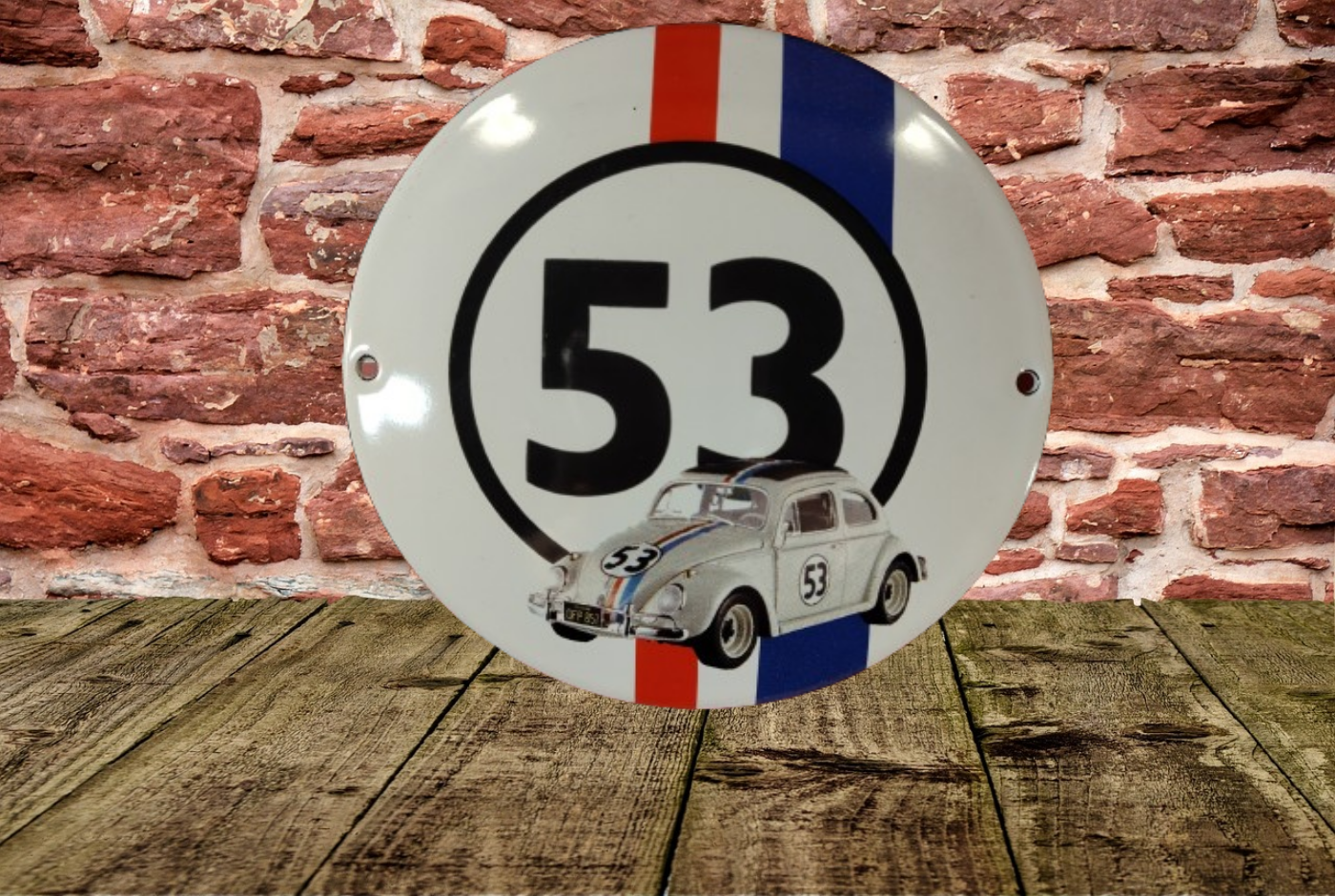 plaque émaillée ronde vw cox choupette