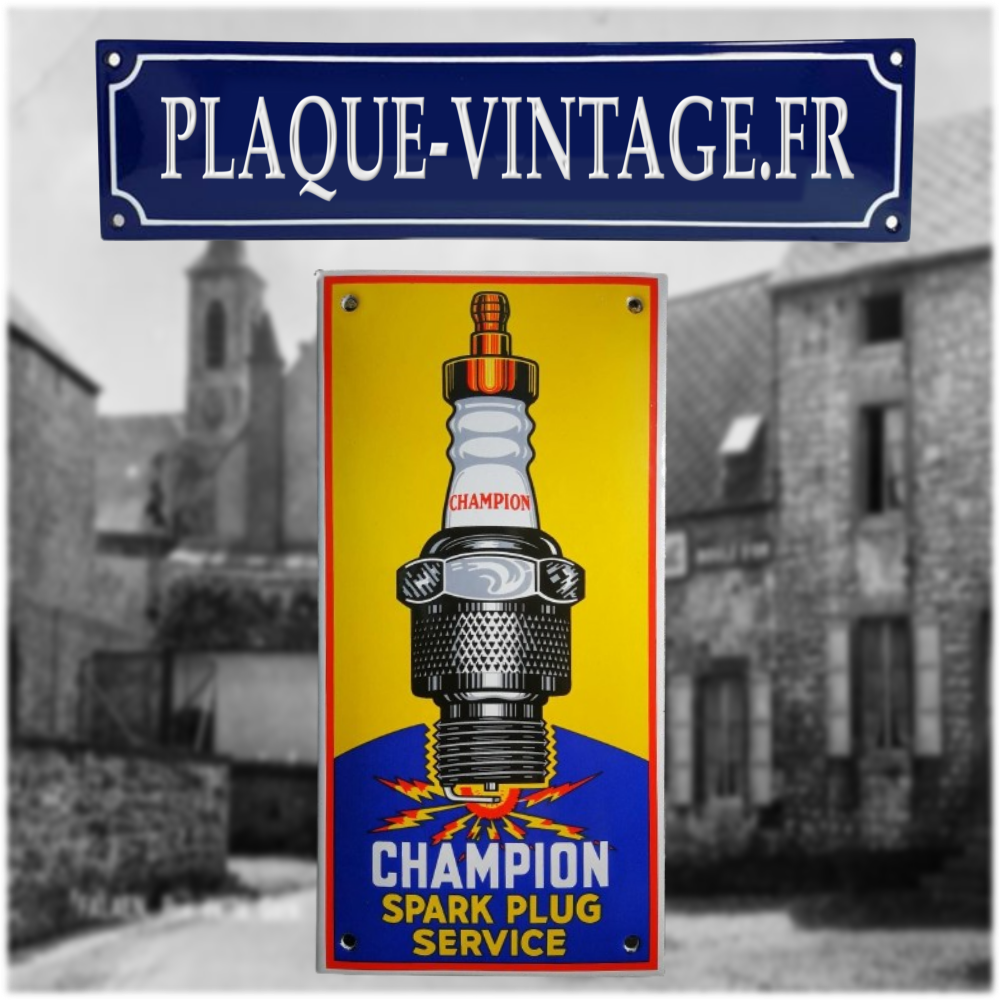 plaque émaillée bougies Champion vintage