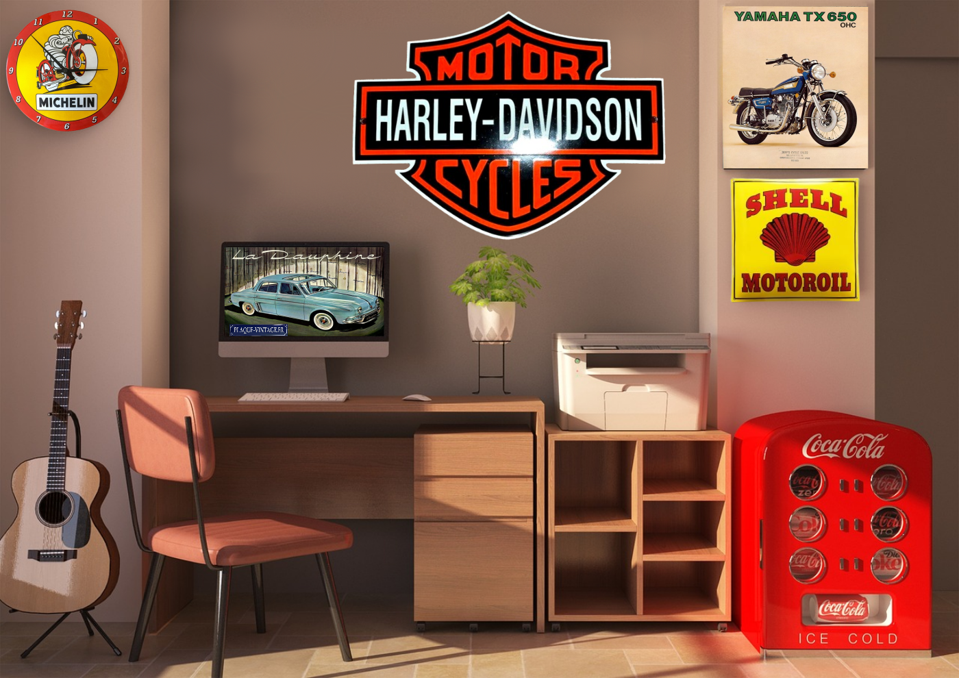 plaque émaillé harley davidson logo